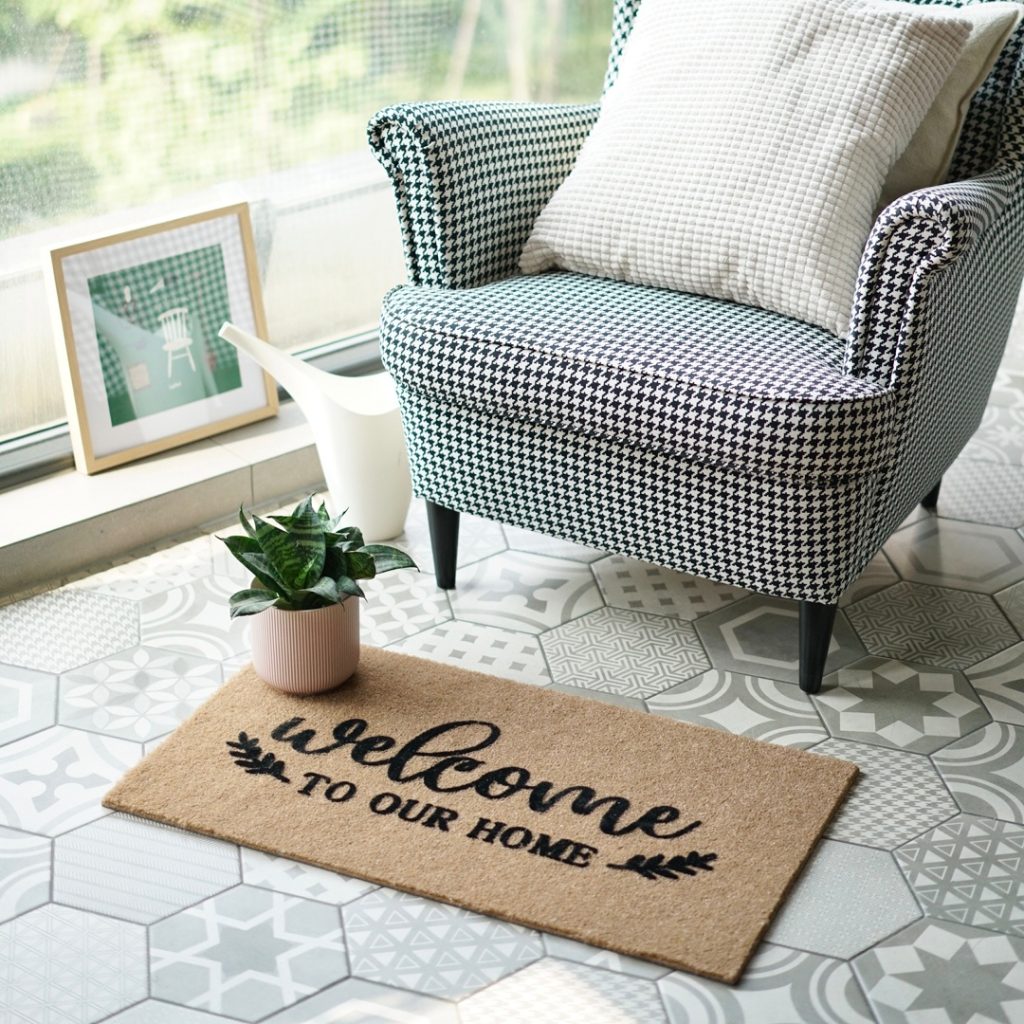 Natural solid color coconut palm doormat