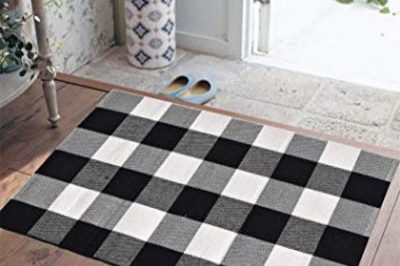 Washable cotton checked door mat (6)
