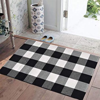 Washable cotton checked door mat (6)