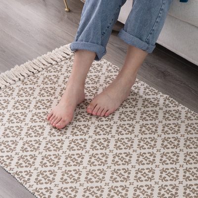 White embroidered cotton door mat (6)