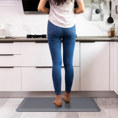 Durable grey kitchen floor mats (4)